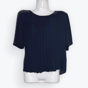 Ann Taylor Navy Pleated Blouse Size S